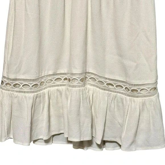 STONE COLD FOX Gabriel Boho Plunging V-Neck Lace Insert Cutout Ruffle Mini Dress - Picture 7 of 12